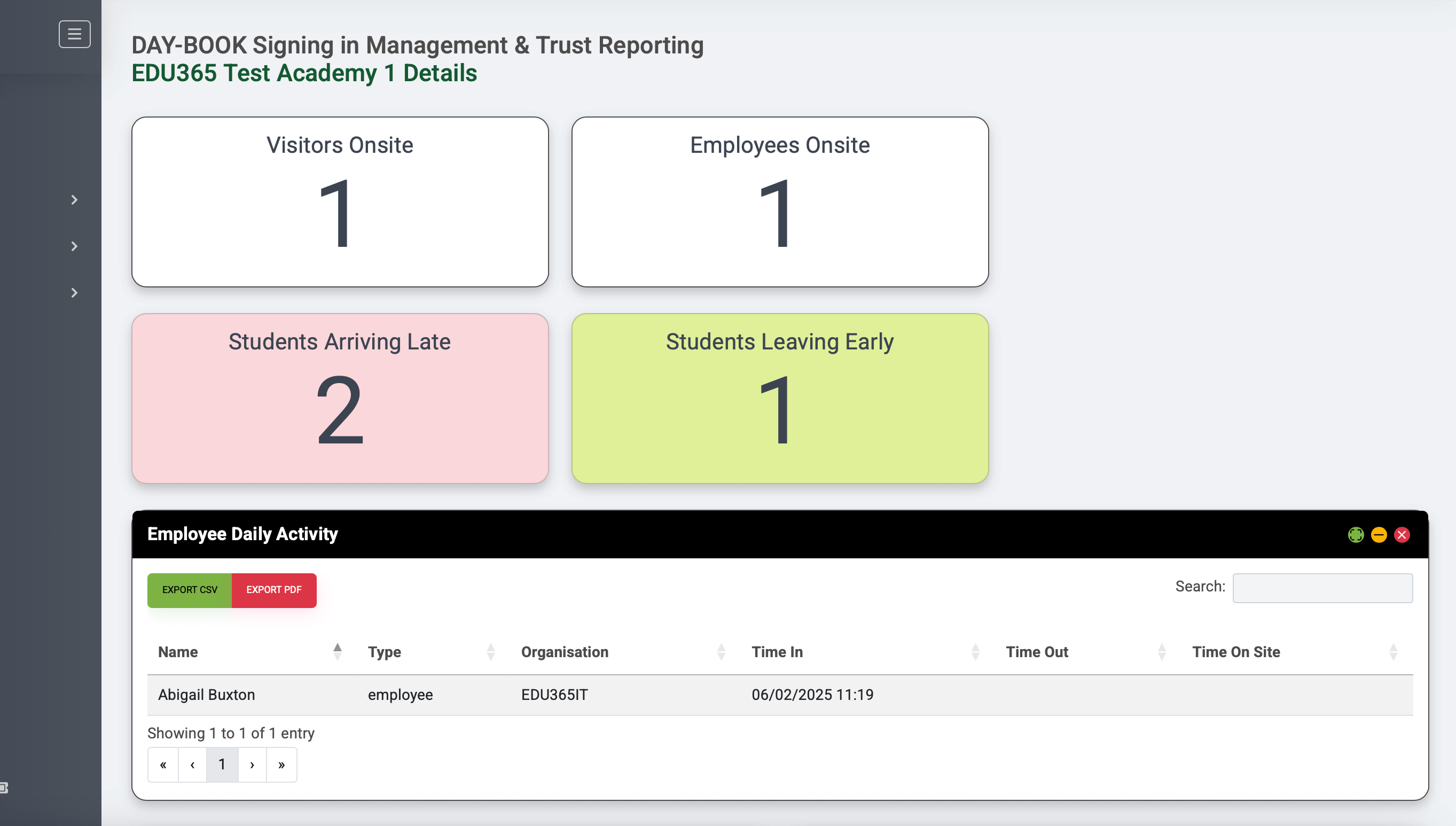 DAY-BOOK Multi Academy Trust Module